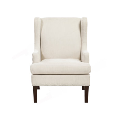 1Pc Accent Chair Foam Cushion Seat Beige Fabric Upholstery Nailhead Trim Living Room Furniture