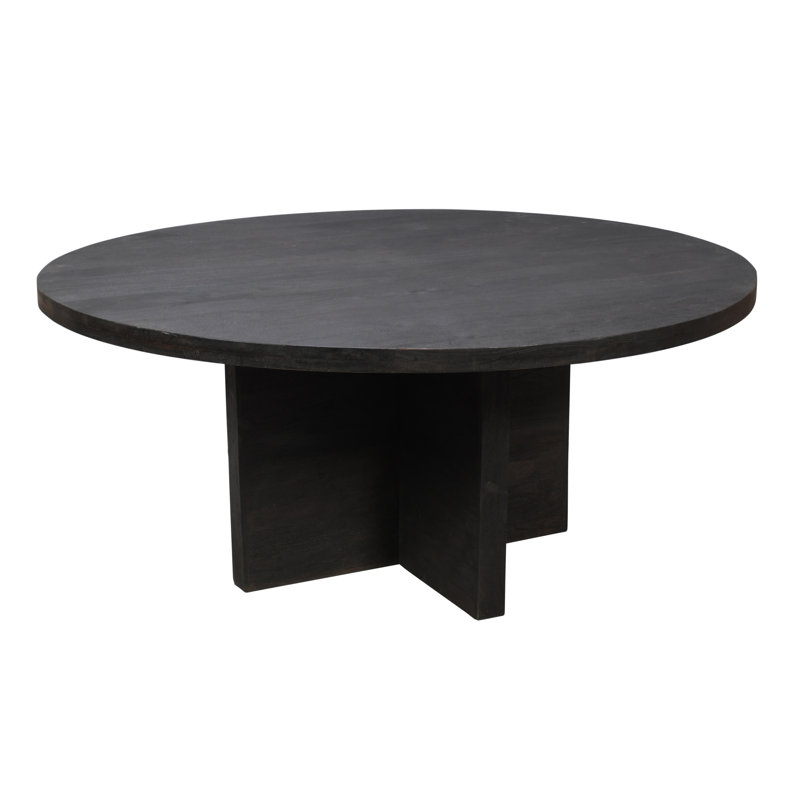 Table de salle à manger ronde en bois massif, L 48 po x L 48 po, Gris foncé