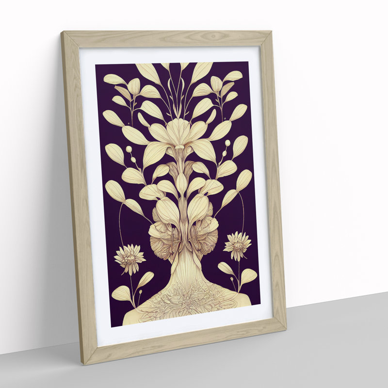 The Animated Flowers - Wall Art, Oak Framed Paper, 64cm H x 46cm W x 2cm D, Oak Framed