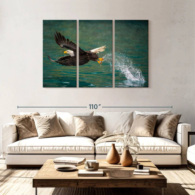 Brampt Eagle Catching Prey, 48" H x 74" W