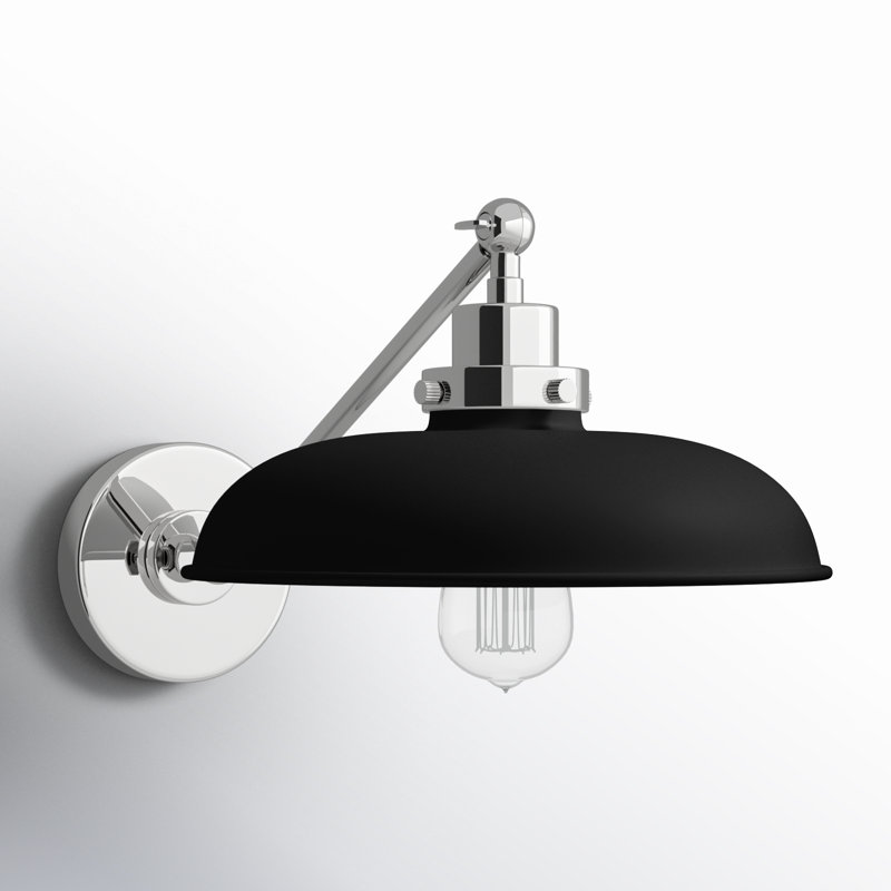 Wellfleet 1 - Light Armed Sconce, Midnight Black, Polished Nickel