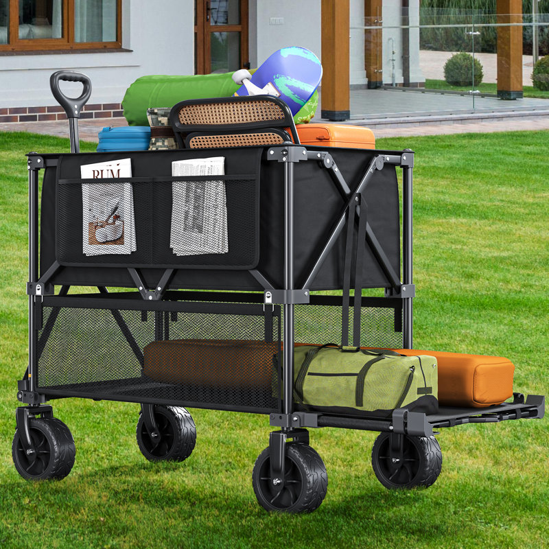 Collapsible Foldable Beach Wagon Cart Utility Cart with Big Wheels