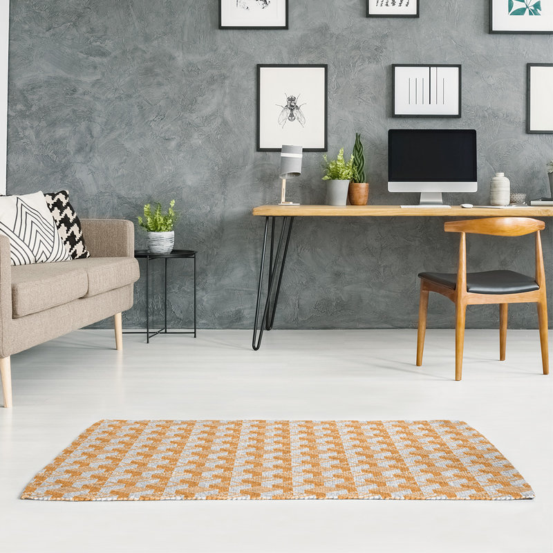 Tapis orange/ivoire monochrome skyscrapers light, Rectangle 5 pi x 7 pi