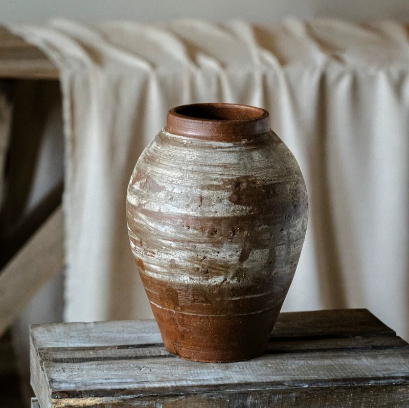 Restoration Brown Clay Pot, 10.8" H x 7.8" W x 7.8" D