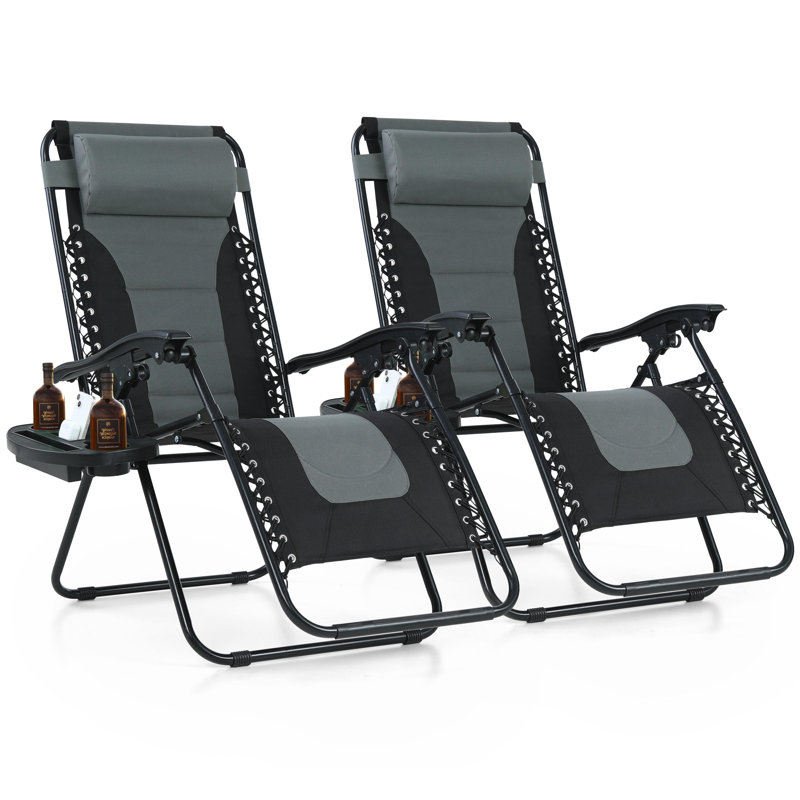 Chaise inclinable zéro gravité avec coussin, Gris
