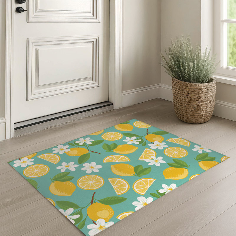 Paillasson Lemmie, Vert foncé / orange, L 60 po x L 84 po