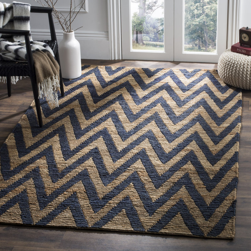 Baileigh Organic Hand Knotted Jute Chevron Rug, Rectangle 8' x 10'