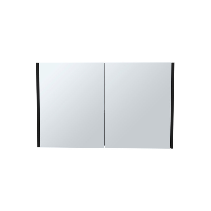 Armoire noire à double porte pour l'organisation de la salle de bain et de la cuisine - H 19,7 po x l 31,5 po, trois tablettes avec miroir noir, utilisation de l'espace
