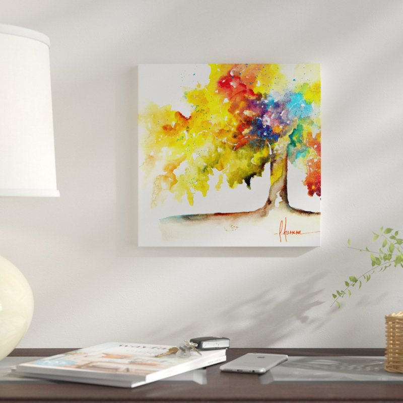 «Rainbow Trees I», reproduction sur toile, H 26 po x l 26 po x P 1,5 po, Pas de tapis, Toile tendue