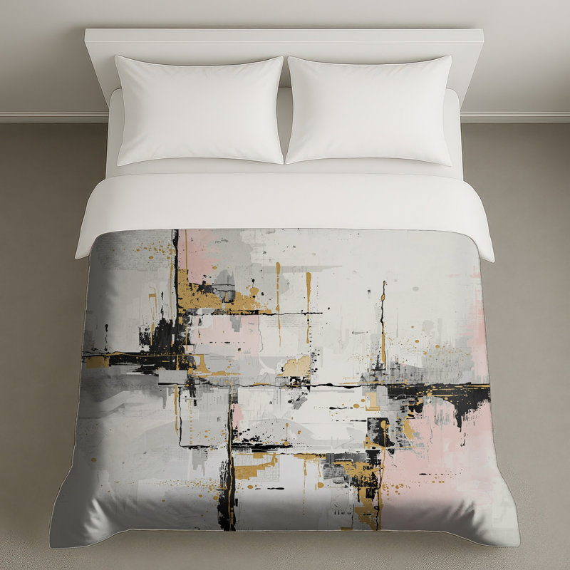 Housses de couette Abstract Gold Splatter, Lit simple