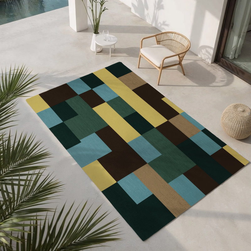 Cubic Pastures Indoor And Outdoor Area Rug, Rectangle 3' x 5'