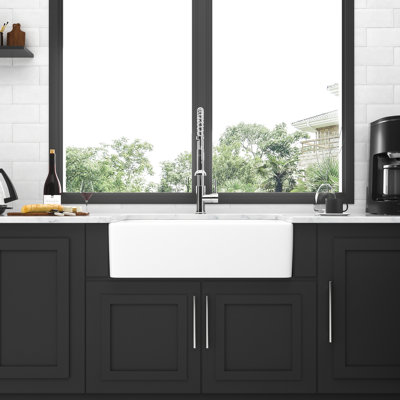 33 Inch White Sink - Ceramic Apron Front Single Bowl Basin For Kitchen, Highly , Heatproof, Scratchproof, Stainproof, Easy To Cleanse Entirely, 33X20x10 With Quiet Working Feature Kitchen Basin, &