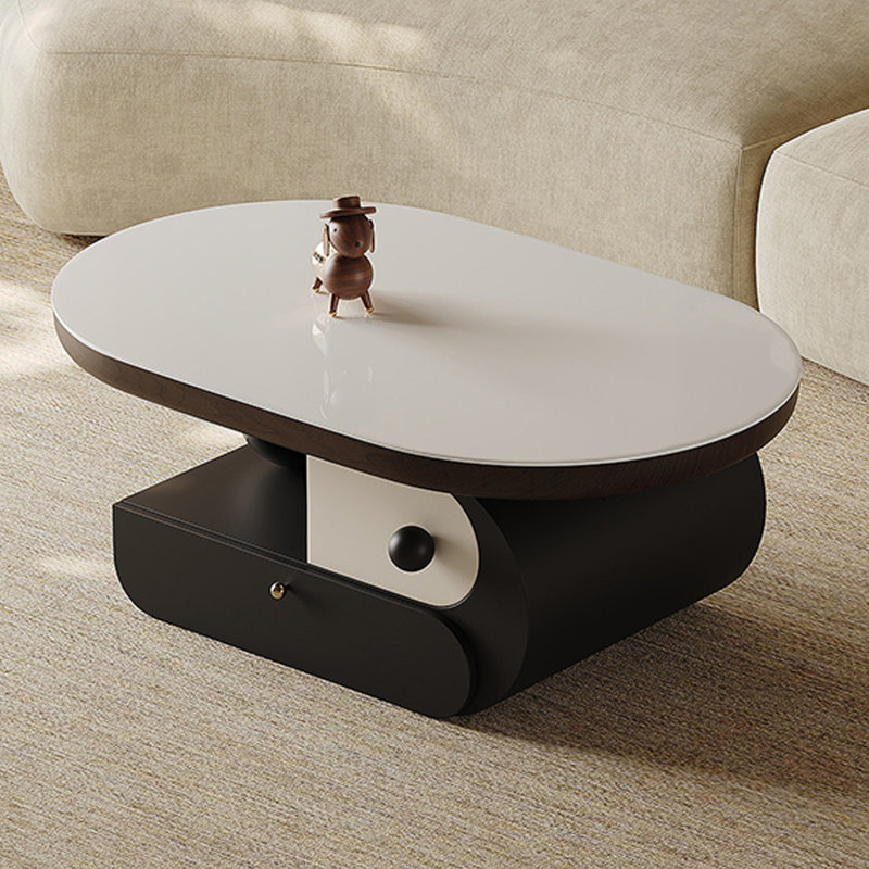 Table basse ovale avec rangement en ardoise, H 16,14 po x L 51,18 po x l 27,55 po