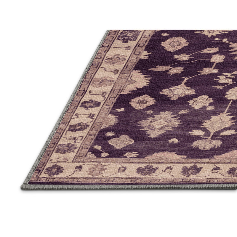 Machine Washable Overdyed Brown Area Rug, Square 5'
