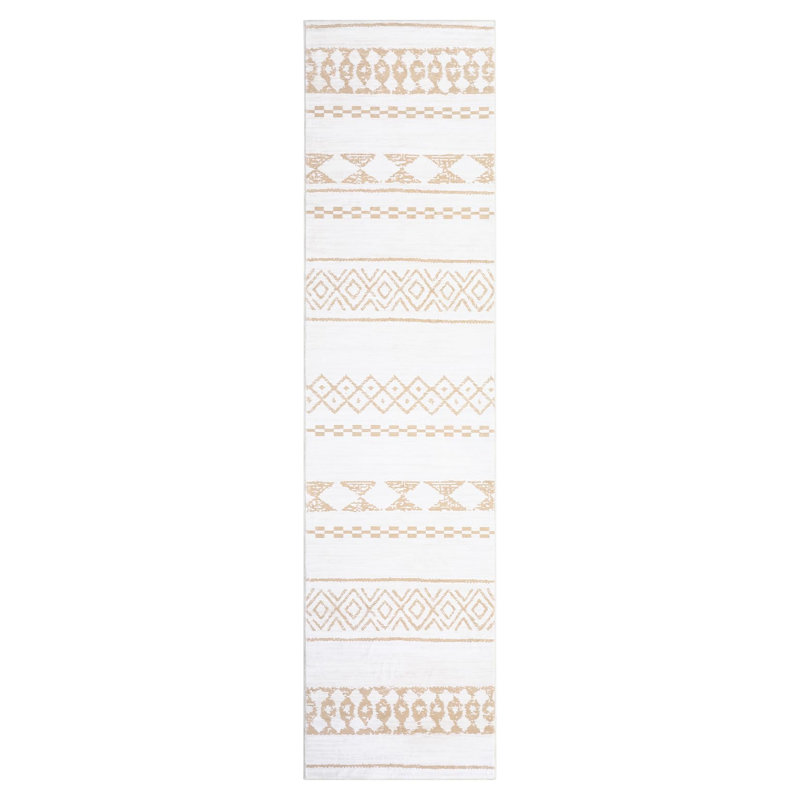 Tapis lavable Boho, Tapis de couloir 2 pi x 8 pi, Brun