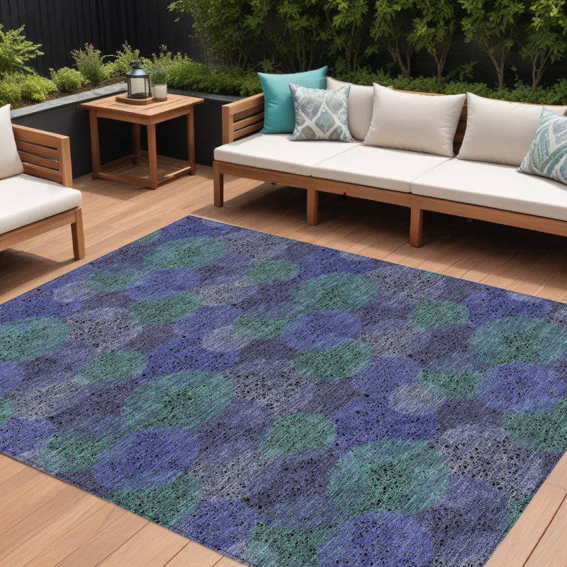 Tapis lavable à pois mauve 10 'x 14' pour l'extérieur