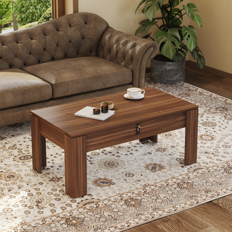 Table basse multifonctionnelle en panneau de fibres à densité moyenne avec verrouillage par mot de passe, convenant pour le rangement des armes à feu et du vin, avec des dimensions de 39,3 x 21,6 x 16,6 pouces.