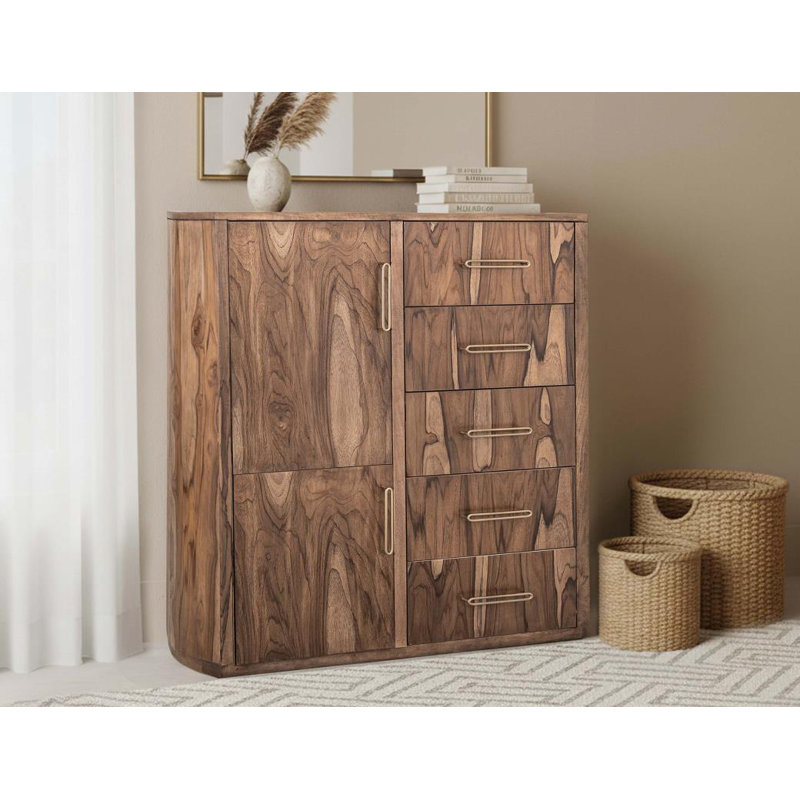 Commode pour homme 5 tiroirs et 2 portes Balam, Brun