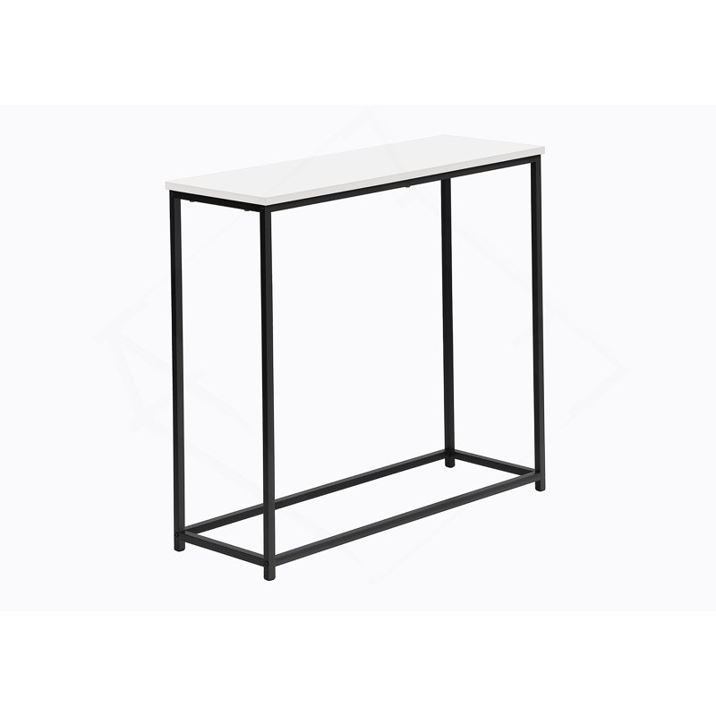 Accent Table, Console, Entryway, Narrow, Sofa, White Marble Look Laminate, Black Metal, White