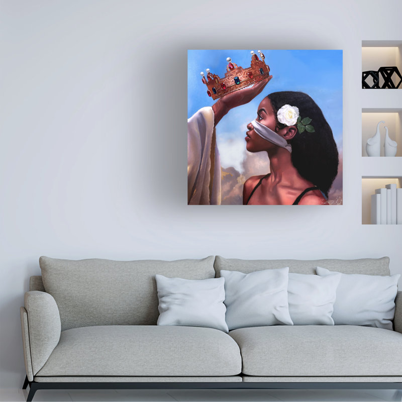 «Crown Me Lord Woman» par Salaam Muhammad - peinture sur toile tendue, H 18 po x l 18 po x P 2 po