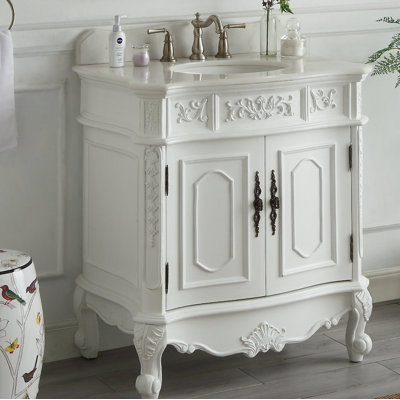 Aticus 34'' Single Bathroom Vanity with Marble Top