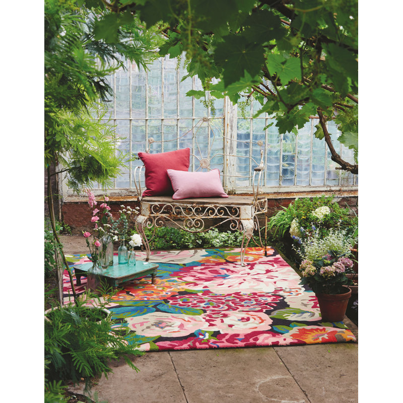 Hand Tufted Wool Floral Area Rug, Rectangle 9' x 12'