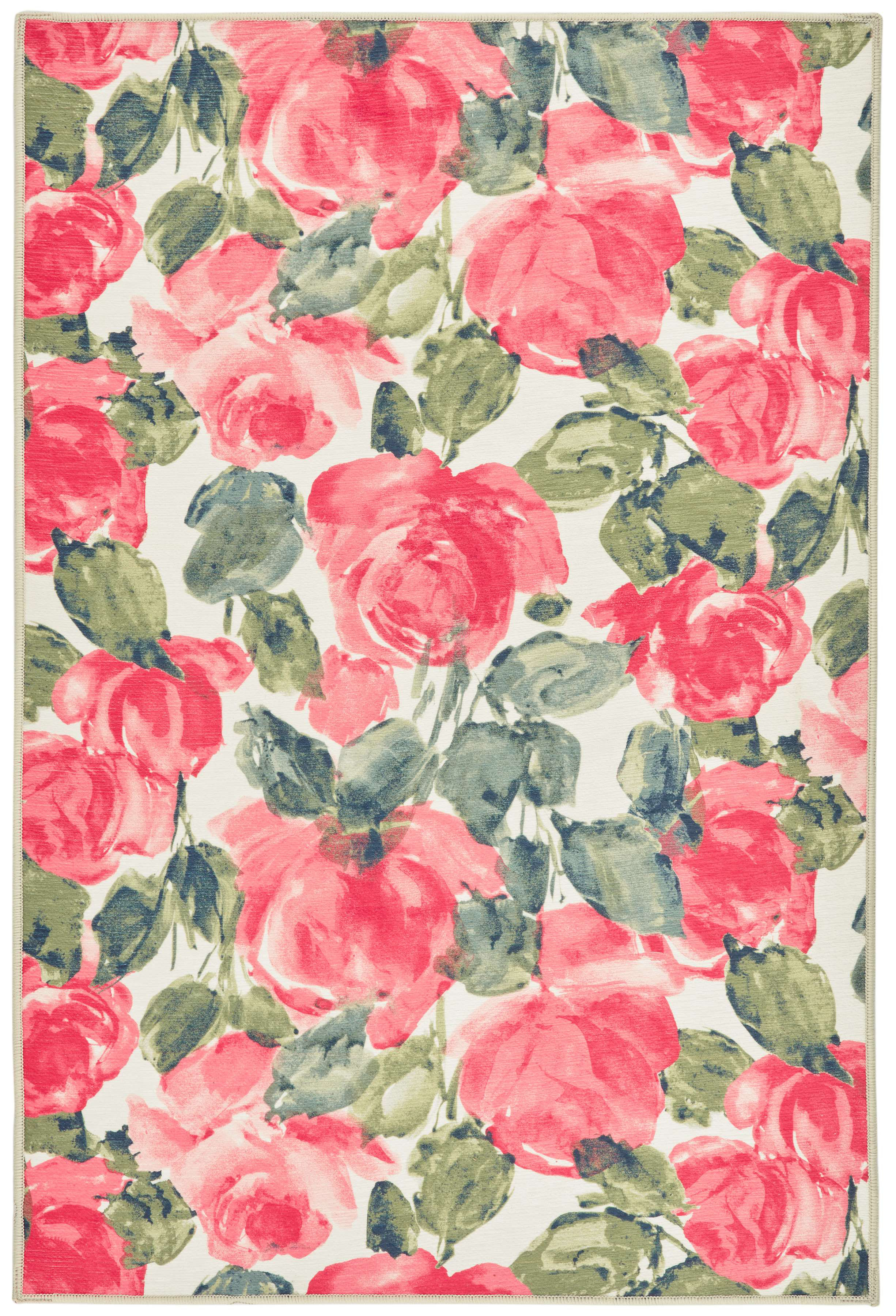 Dash and Albert Rugs Pretty Peonies Multi Machine Washable Rug ...