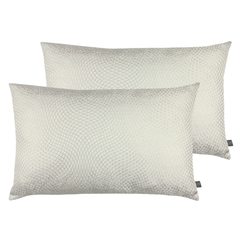 Geometric Rectangular Lumbar Cushion, Stonewash Chrome
