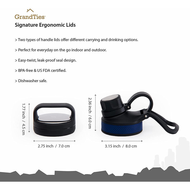 Bouteille d'eau en acier inoxydable à double paroi 24 oz, Noir minuit