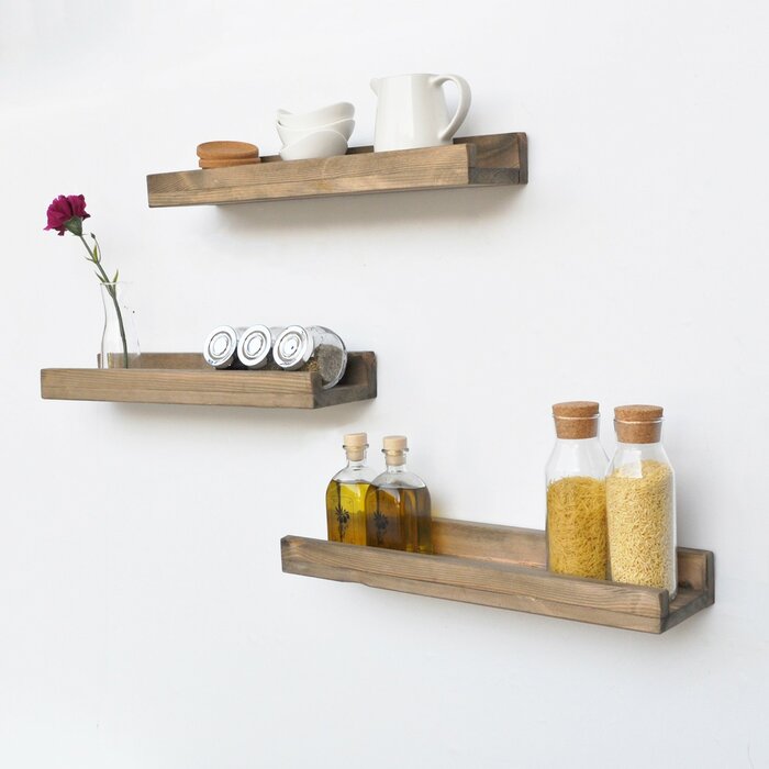 Bless international 3 Piece Solid Wood Floating Shelf | Wayfair