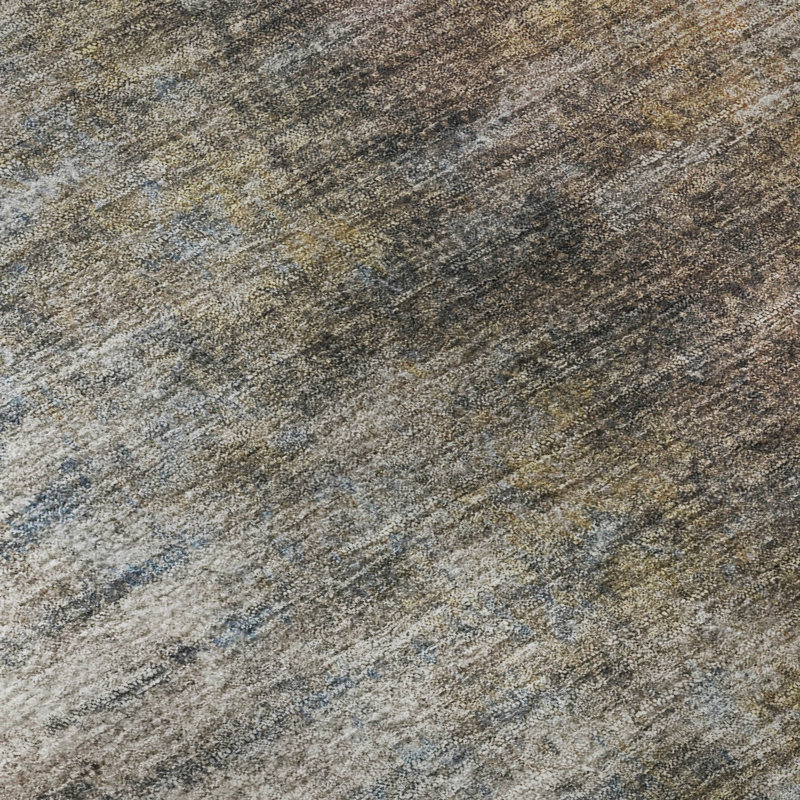 Premium Machine Washable Mayfield AMF2319 Casual Rug, 8' Round, Brown