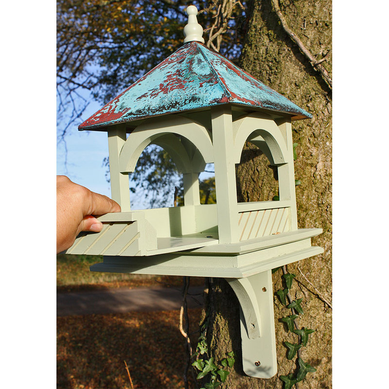 Cindina Wood Wall Mounted Tray Bird Feeder