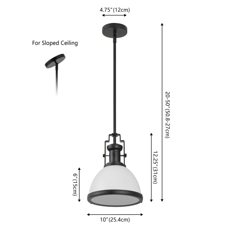Staub 1 - Light Pendant, 12.25" H x 10" W x 10" D, Matte Black/White