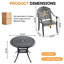 Ensemble de salle à manger rond de patio 3 pièces de 90 cm (35,43 po) avec trou pour parasol, 2 chaises empilables, coussins bleus-1414858032
