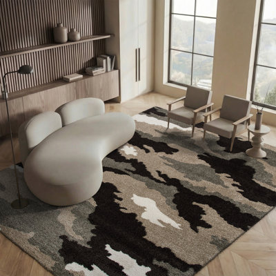 Millia Camouflage Brown Area Rug