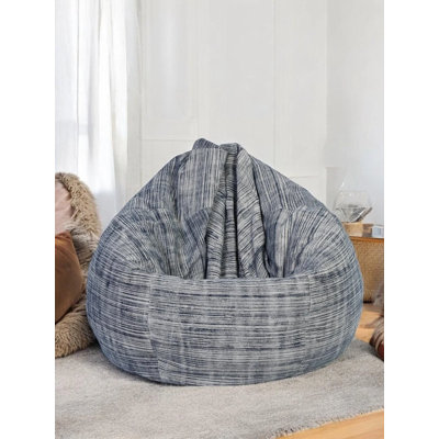 Blue Cotton Bean Bag Cover 96" | Large Handmade Bean Bag Chair Cover | Washable, Eco-friendly Floor Seating For Living Room | Gift For