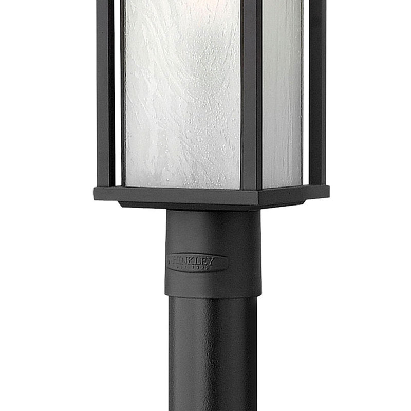 Satin Black Outdoor Lantern with Etched Glass Finish