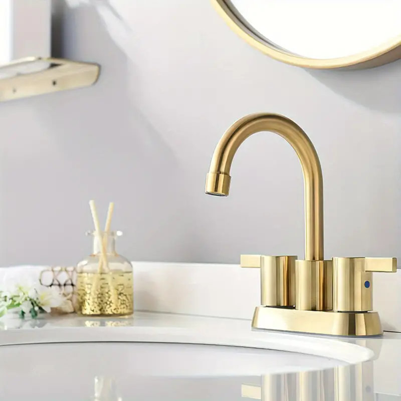 Robinet pour salle de bain 4 trous, Brushed Gold