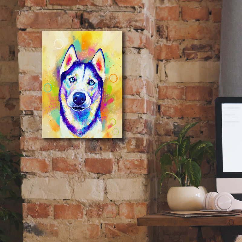 «Pop Art Siberian Husky» par les affiliés Furbaby, H 16 po x l 12 po