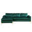 Canapé modulaire rembourré en mousse avec méridienne en velours - aspect moderne Mid-Century, structure en bois massif, pieds dorés en laiton, coussins de siège amovibles, rembourrés, modernes et en métal, conception en forme de L