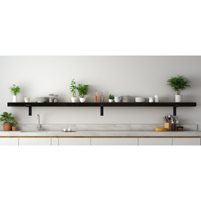 Rayne Bracket Shelf, Black, 2" H x 62" W x 8" D