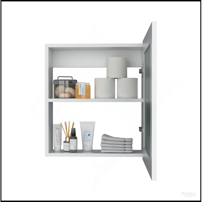 Luma Medicine Cabinet With Mirror Door 20.5" High Cabinet Organizer With Two Interior Shelves For Bathroom, Kitchen, Mudroom