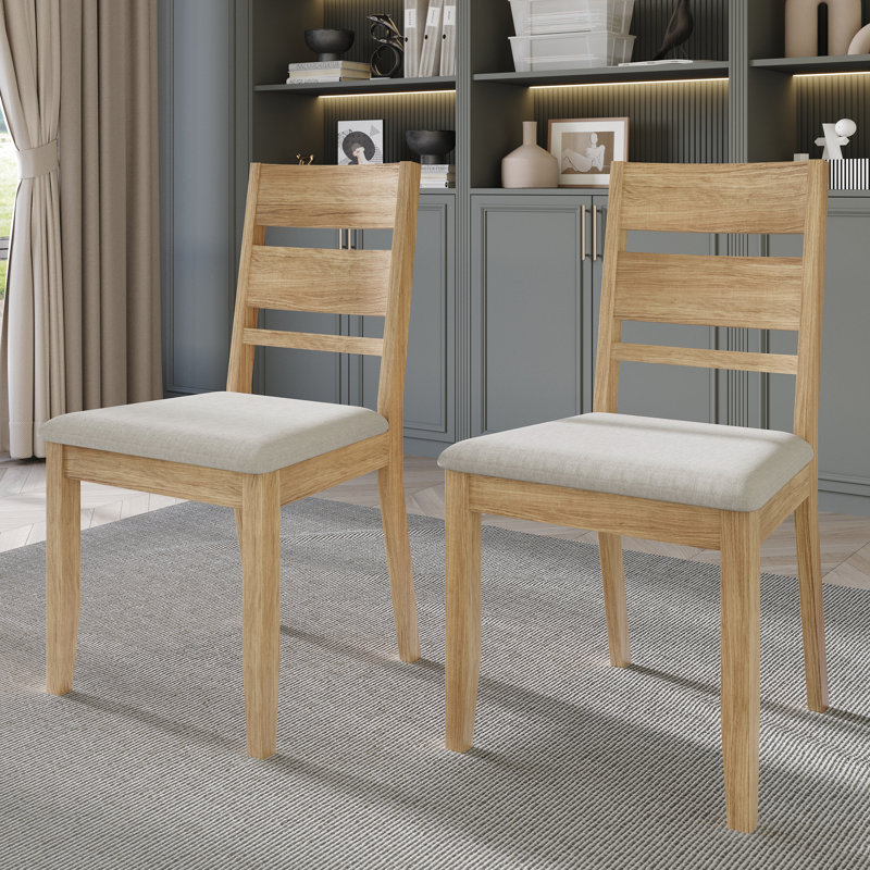Ocossio 18.90'' H Linen Upholstered Parsons Chair, Natural Oak