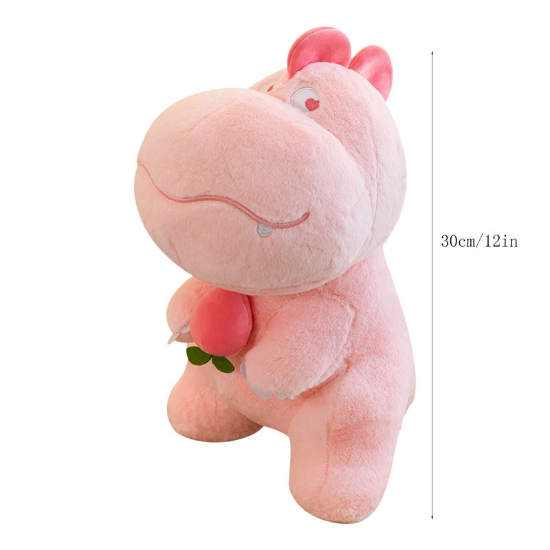 Mignon peluche dinosaure, peluche douce mangeant une poupée de dinosaure melon pour les enfants, Rose