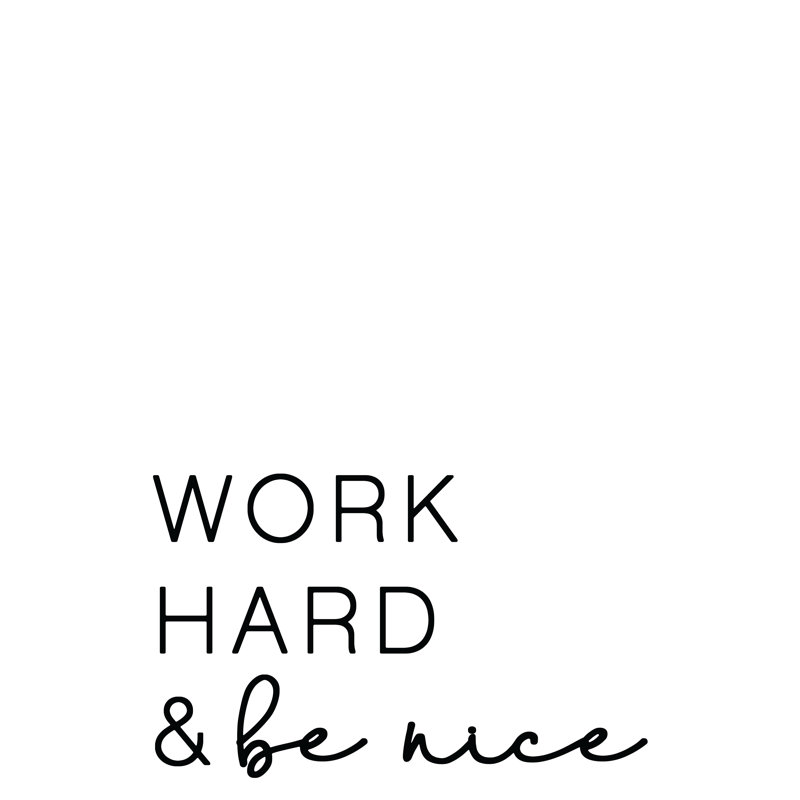 Work Hard And Be Nice, 46cm H x 30cm W x 3.8cm D