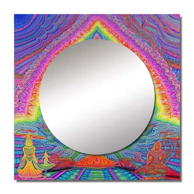 Buddhist Monk Mindfulness Meditation II - Meditation Square Living Room Wall Mirror Art