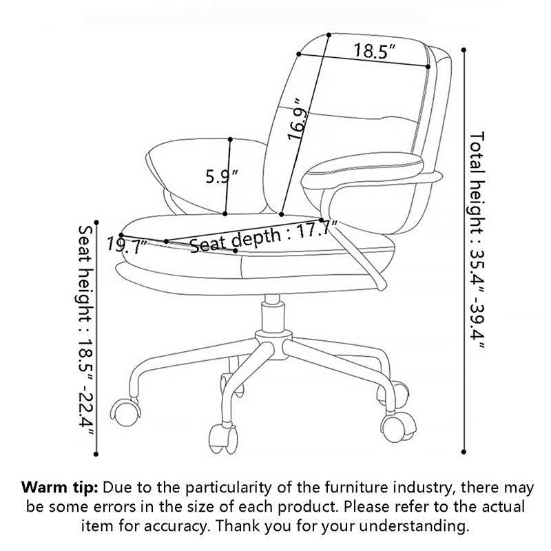 Fauteuil pivotant en similicuir imperméable et résistant aux taches pour le bureau à domicile