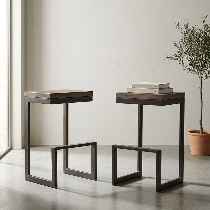 Tabouret de bar 29,5 po Briyit, Noir, Brun