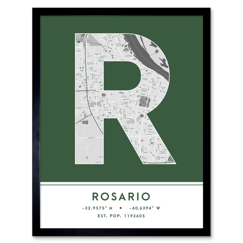 Rosario Argentina City Map - Single Picture Frame Typography