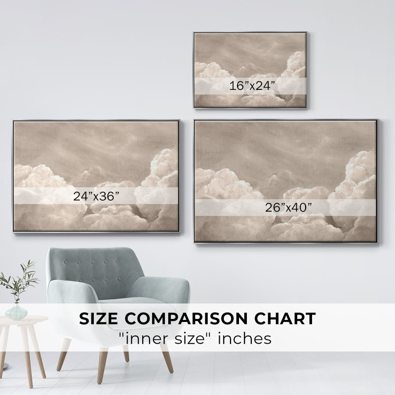 Painted Clouds II, reproduction d'art sur toile, H 25 po x l 37 po x P 2 po, Argent